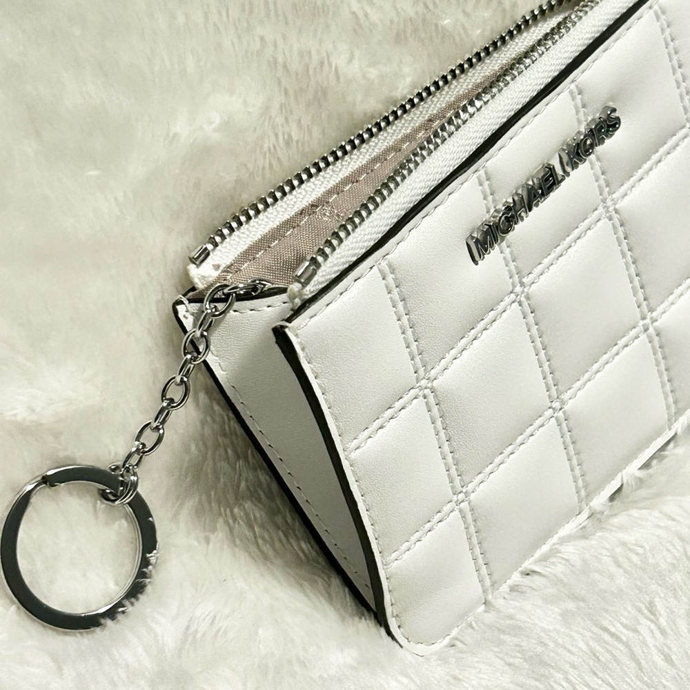 Michael Kors Jet Set Travel Quilted Coin Pouch |Optic White | NWT - Picture 4 of 9